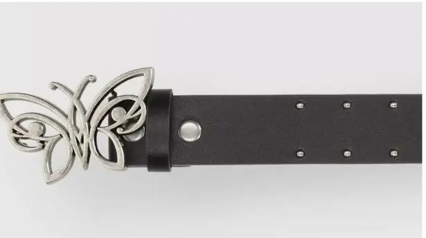 Empyre Bindi Butterfly Studded Faux Leather Black Belt S/M