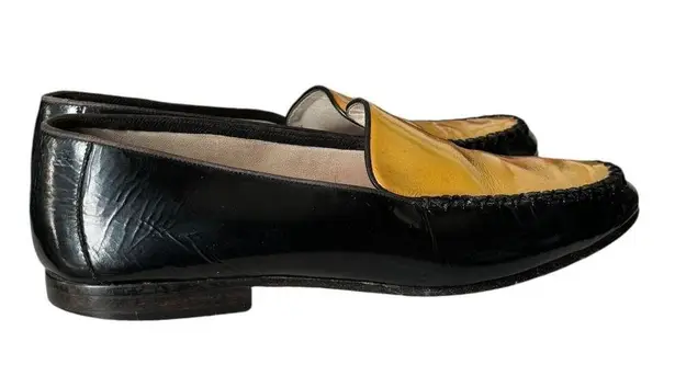 Vintage 80’s PATRIZIA PANCALDI Black & Gold Soft Leather Loafer Two Tone size 7