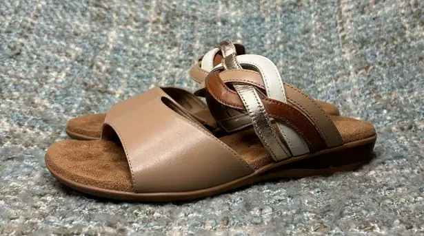 Walking Cradles Cruz Braided Leather Sandals in Neutral Multi (Wide) Size 7