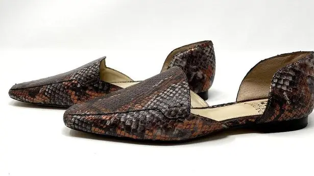 Vince Camuto  Brown Copper Snakeskin Print Kordie D'orsay Leather Loafers 6.5