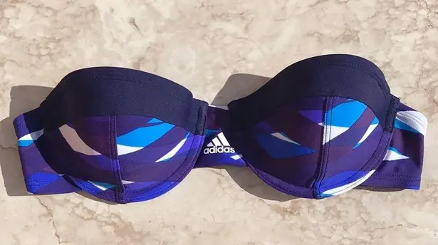 Adidas Purple and Blue Geometric Print  Strapless Bikini Top