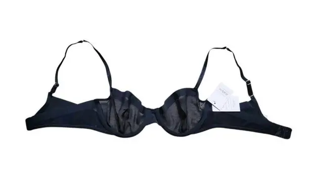 AUDEN Demi Coverage Unlined Bra Size 32B Sheer Cup Underwire Black Adjustable
