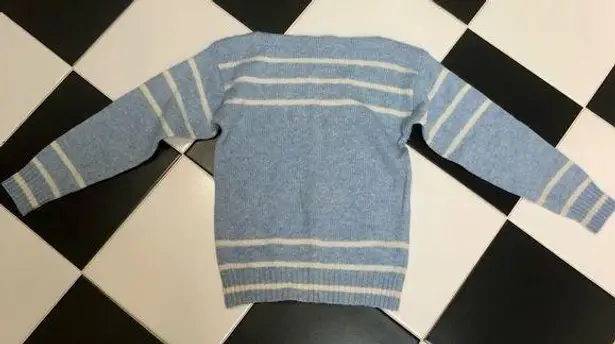 IZOD Vintage 70s 80s Pullover Sweater Boat Neck Baby Blue White Stripes Bateau S