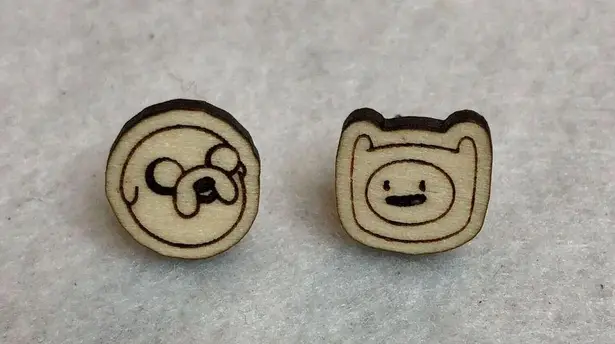 Cartoon Network Adventure Time Jake and Finn Wood Stud Earrings