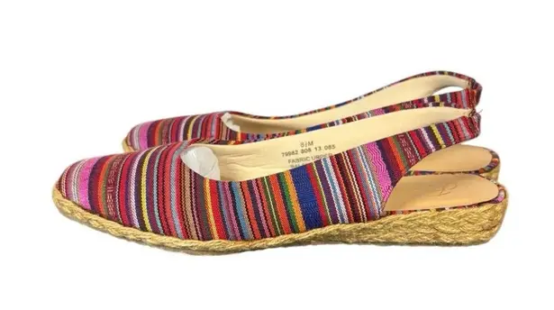 Beacon Women's Slip On Rainbow Espadrille Slingback Flats Stripes size 8.5