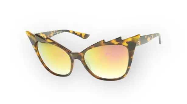 new Electra Pointed Mod Cat Eye Sunglasses π€ Pink Yellow Flash Mirror Lens π€