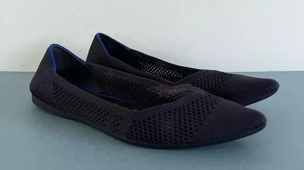 Rothy’s The Point Maritime Lattice Stitch Navy Blue Washable Knit Ballet Flats Size 8