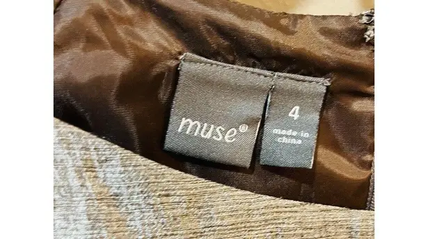 MUSE Shimmery Brown Sheath Dress With Decorative Bow