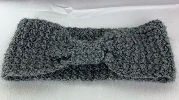 HEADBAND w/ bow HANDMADE Gray
