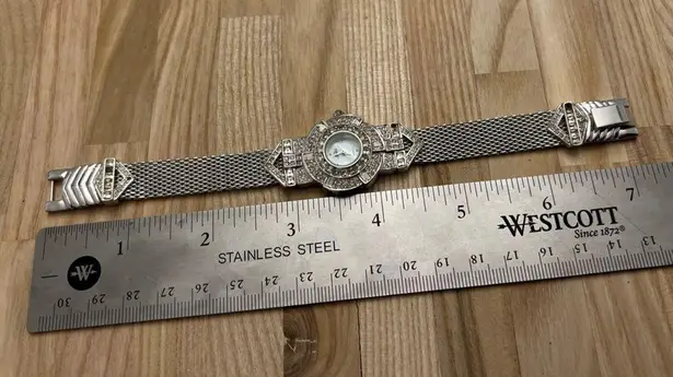 Alto Ladies Watch Crystal Embellishments Pearl Dial Stainless Weave Bracelet