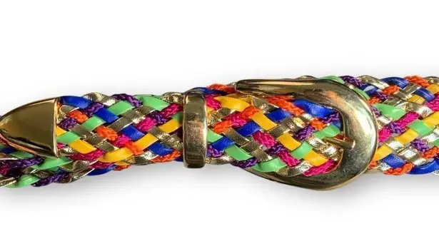 Vintage Multicolor Rainbow Braided Statement Belt Gold