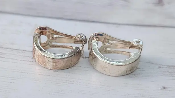 Vintage Clip On Earrings Silver Tone Hoops