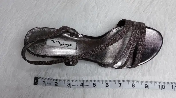 Nina New York Silver Sparkle Dressy Sandals Sz 10W
