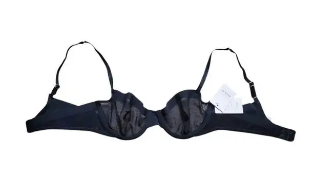 AUDEN Demi Coverage Unlined Bra Size 32B Sheer Cup Underwire Black Adjustable