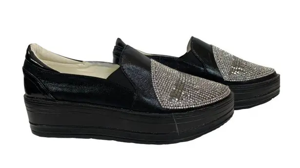 Italina Women's Platform Black Shoes