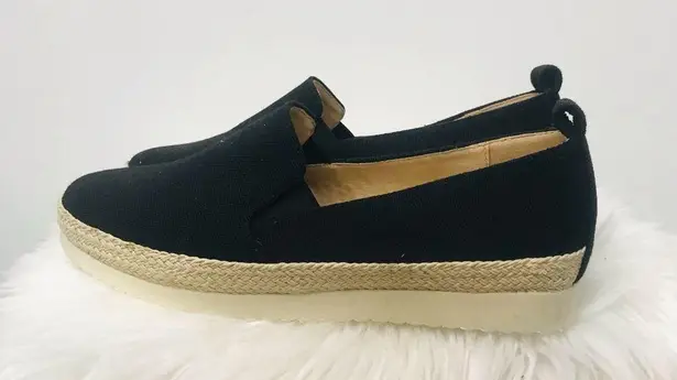 Journee Collection Leela Espadrille Slip On Sneaker Black Canvas Fabric 7