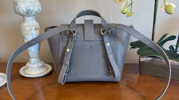 Senreve Mini Maestra Bag Storm Grey Leather Convertible Backpack Tote Gray