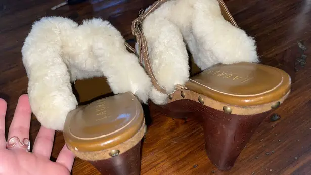 Ralph Lauren Designer Shearling Fur Platform Clogs