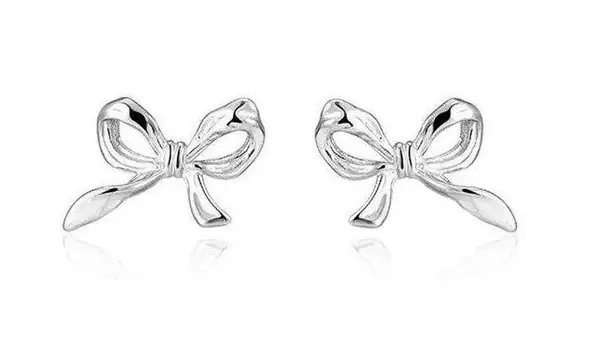 Trendy Silver Bow Earrings Studs