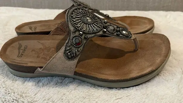 Dansko Women's Pamela Thong Taupe Jewelled Size 41