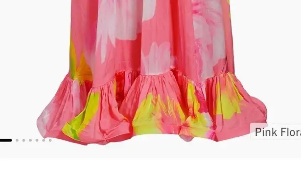 NWT Hemant & Nandita Strapless Floral Maxi Dress Size Small Pink