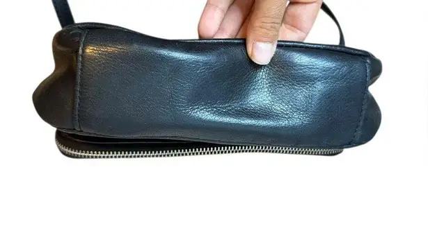 Margot Black Leather Foldover Crossbody Bag