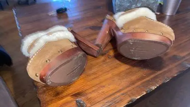 Ralph Lauren Designer Shearling Fur Platform Clogs