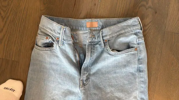 MOTHER Denim Light Blue  Jeans Cropped Fray Bottom