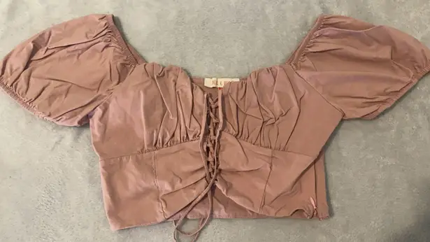 Off The Shoulder Cut Out Pink Shirt