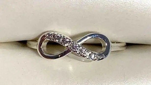 Infinity Symbol Simulated Diamond Silver Ring CZ Size 6