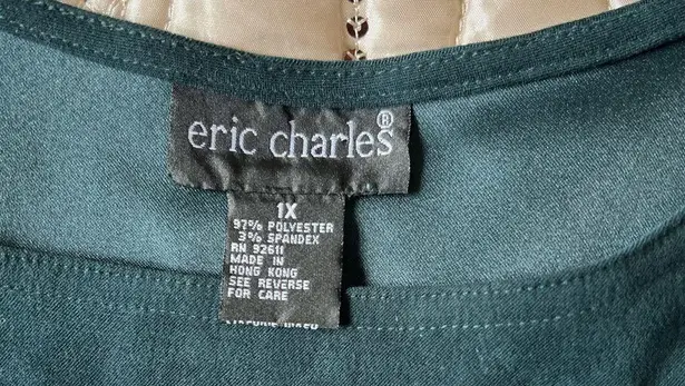 Eric Charles Pinafore Midi Overall Dress in Green Plus Size 1X