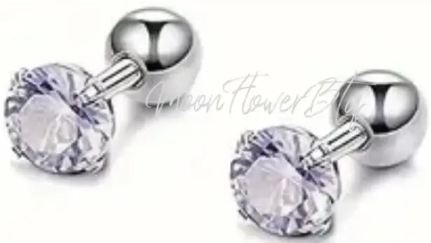 Light Purple CZ Barbell Earrings Silver