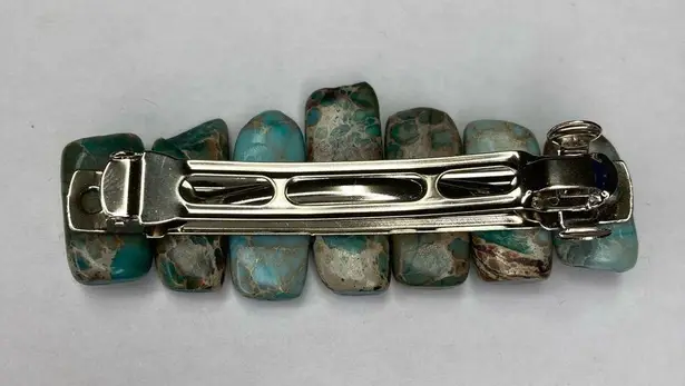 TURQUOISE Jasper Gem Stone Boho Hair Barrette Clip Blue