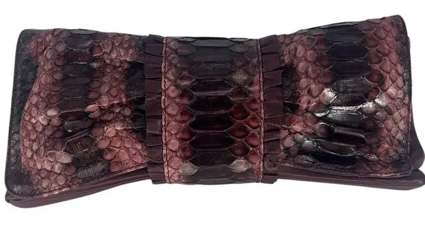 LAI Real Python Skin Leather Clutch Purple