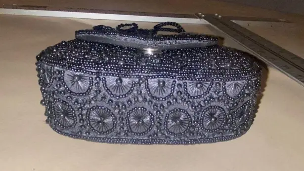 Beaded Sasha Evening Bag With Intricate Design & Long Strap Black