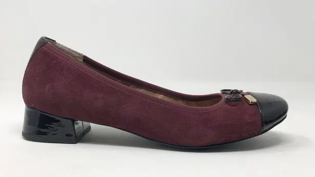 Vionic Daphne Suede Patent Block Heel Bow Low Pump Shoes Merlot Black Burgundy 8