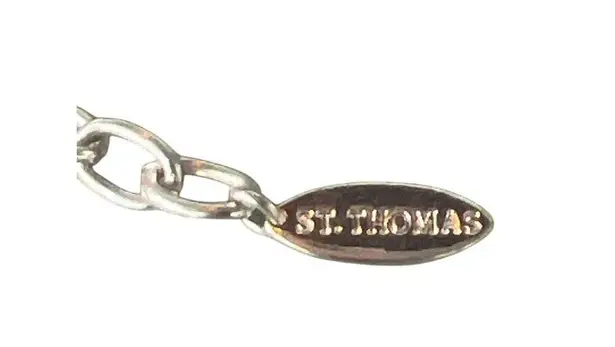 St Thomas Chunky Silver Tone Chain Necklace Multi Black Cord Adj 14" + 2.5"