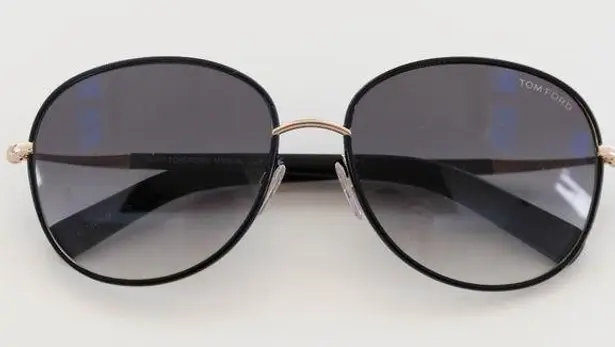 Tom Ford Black and Gold Georgia Sunglasses with Case