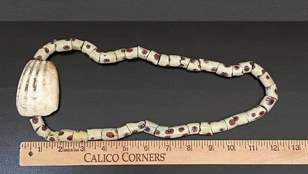 African Venetian Antique Bear Paw Evil Eye Millefiori Glass Trade Beads Necklace