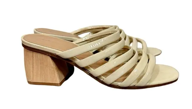 Paloma Wool Maria Sandal Off White Patent Leather Sculptural Heel 38 PLEASE READ Tan Size 8