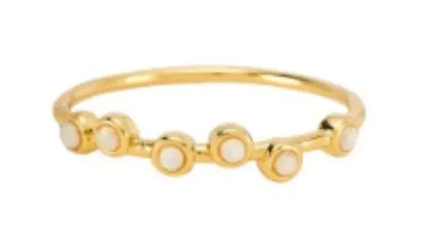 Five and Two New Scattered Opal Gold Tone Serena Stacking Ring Size 6