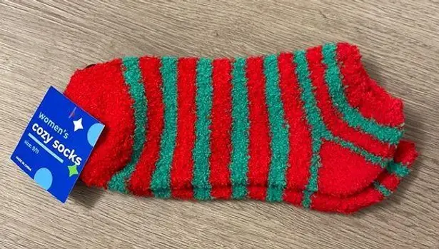 BOGO Women’s Red/Green Striped Cozy Ankle Socks Red