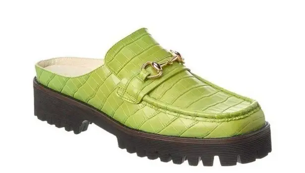 Intentionally Blank NWT Kowloon Leather Loafer Green Crocodile-Embossed in box 7