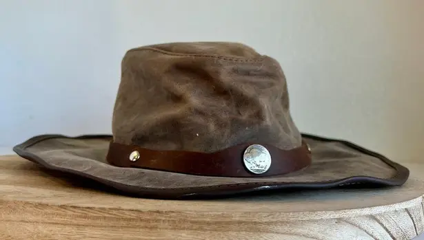 Vintage 90s Brown Suede Genuine Leather Bendable Nickel Western USA Hat Size XL