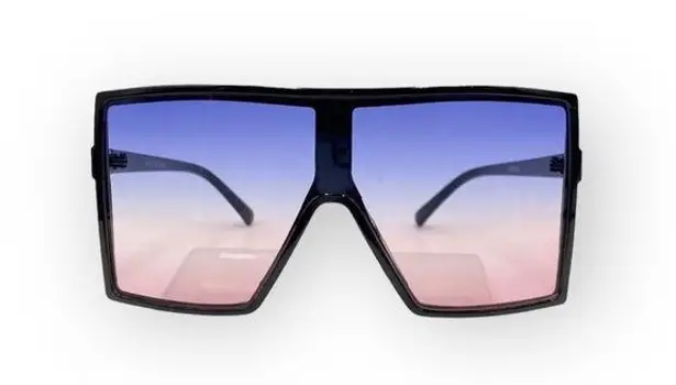new Oversize Retro Flat Top Translucent Sunglasses ☀︎︎ Black / Blue Pink Lens