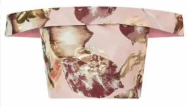 Miss Selfridge Pink Floral Off Shoulder Crop Top