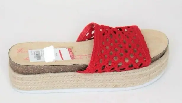Vintage Havana with Red crochet uppers, slide on, S84 Size 6.5
