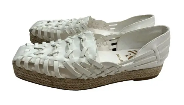 Sam & Libby Women's Shoes White Beige 8 Asha Platform Espadrille Fisherman Flat - Image 1