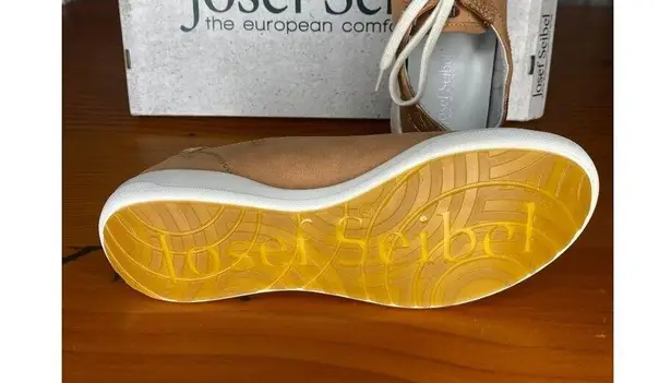 Josef Seibel Womens Leather Low Profile Comfort Sneakers Sina 11 Size 6 EU 37 Tan