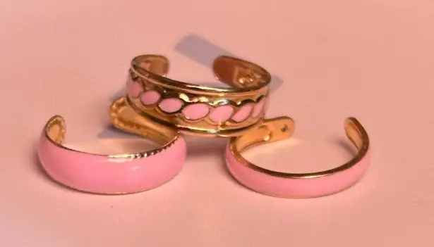 Blush Pink & Gold Toe Ring Set – Intricate & Elegant Designs